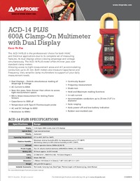 Thumbnail of document Data Sheet - ACD-14 PLUS Dual Display Clamp Multimeter with Temperature